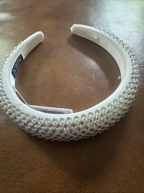 J. Crew White Crystal-Embellished Padded Headband